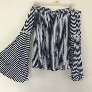 🍒Beautiful Nautical Bell Sleeve Off The Shoulder Top